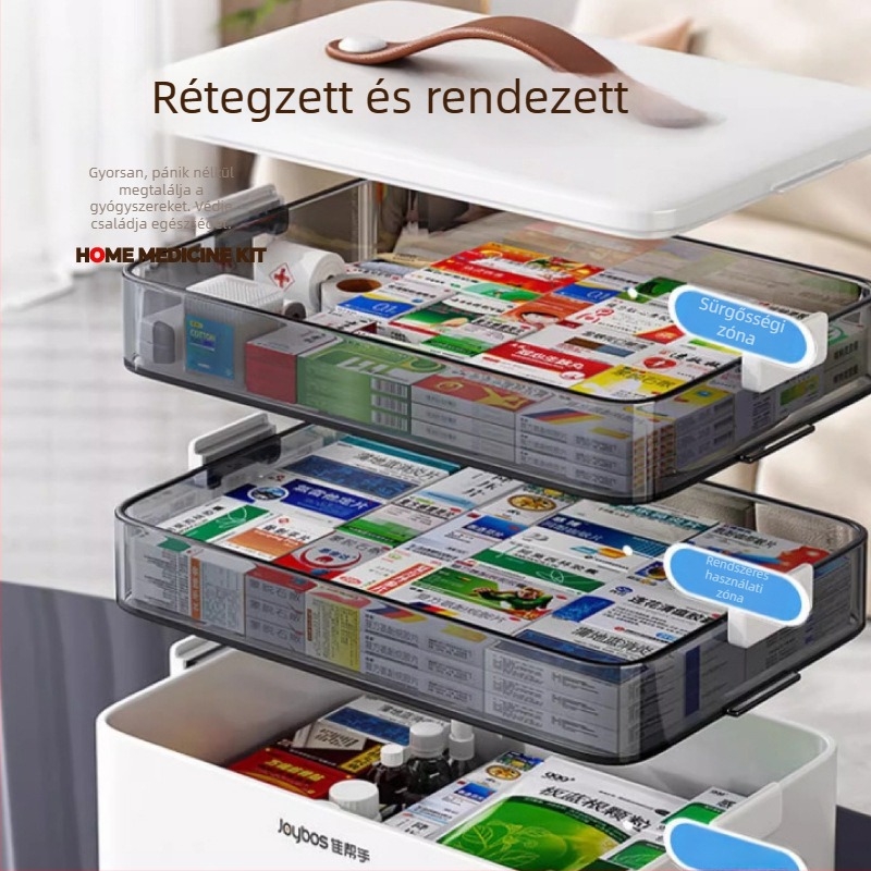 Good Helper Gyógyszeres doboz, nagy kapacitású, 3 rekesz, többszintű rendezés