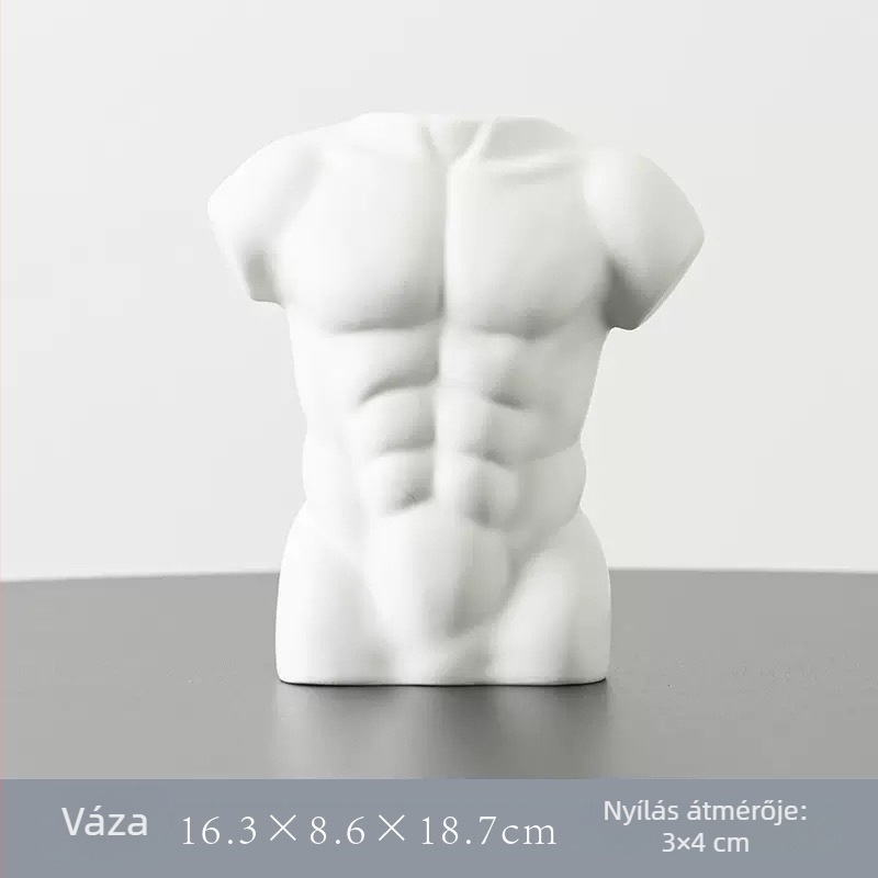 Changhong kerámia váza izmokkal rendelkező férfi alakban, skandináv klasszikus stílusban, alkalmas nappaliba és hálószobába virág- és hidroponikus díszítéshez