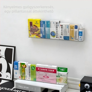 Fali gyógyszeres szekrény fúrás nélküli szereléshez, otthoni gyógyszer-tároló, több rétegű