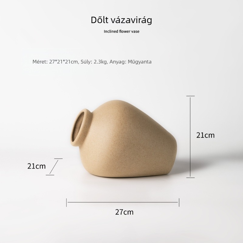 Modern retro ferde szájú virágváz, gyanta művészeti dekoráció az asztalra és az előcsarnokba