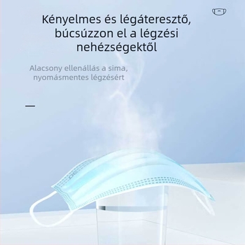 Felnőtt orvosi sebészeti maszk, egyszer használatos, háromrétegű, Melt-Blown nemszőtt anyaggal, steril, 10 darabos csomag