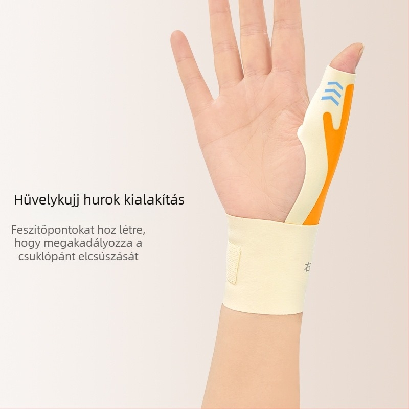 Ultra vékony csuklópánt hüvelykujj fixációval, sportos csuklótámogatás, ficam elleni védelem, kompresszió és fényvisszaverő anyag