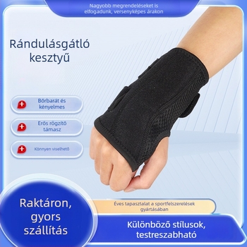 Ficamsérülés elleni sportkesztyű, tenyér- és csuklóvédelem, állítható nyomás, tekerhető szalagok