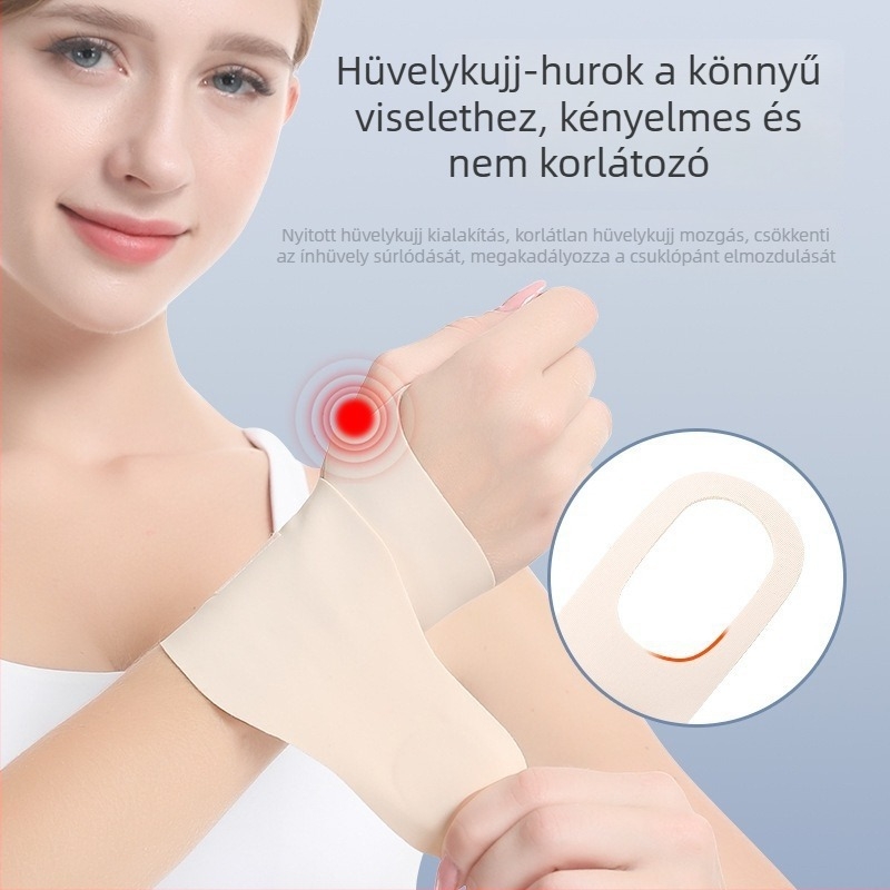 Badminton és tenishez készült csuklóvédő – ficam elleni, kompressziós CSUKLÓTÁMASZ a inak stabilizálásával, könnyű női sportvédő