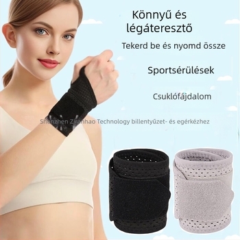 Légáteresztő csuklópánt kompressziós védelemmel, rándulások elleni védelem, nőknek, badminton és teniszezéshez, ínhüvelygyulladás és túlterhelés enyhítésére