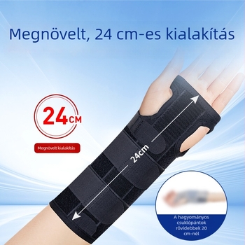 Csuklóvédő acéllemez-támasztással és támasztó pánttal