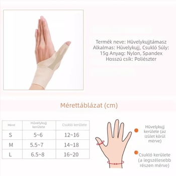 Légáteresztő vékony hüvelykujj- és csuklóvédő felnőtteknek