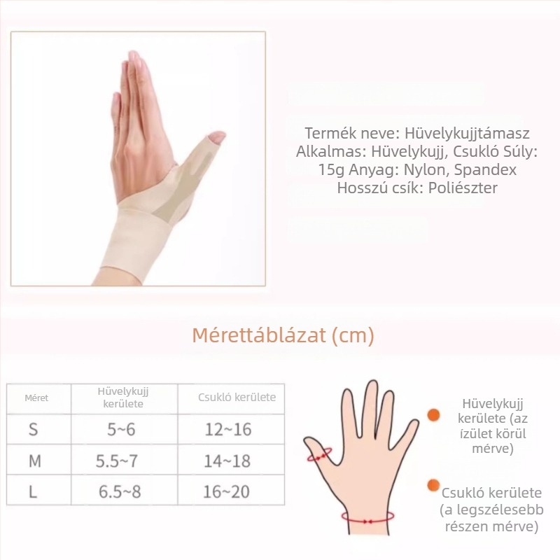 Légáteresztő vékony hüvelykujj- és csuklóvédő felnőtteknek