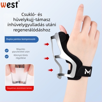 Légáteresztő csuklószorító ínhüvely védővel, hüvelykujj rögzítés alumíniumlemezzel, kompressziós ujjvédő
