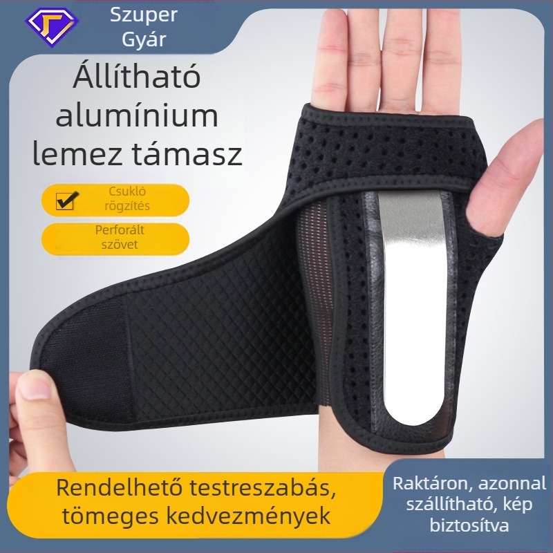Férfi tenyér- és csuklóvédő acéllemezes rögzített kivitelben, edzéshez húzódzkodó rúdhöz és törzs rehabilitációjához