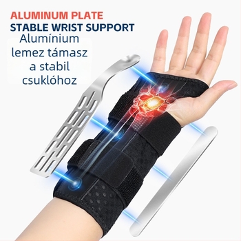 Légáteresztő perforált csuklótámasz alumíniumlemezzel, dupla Velcro-öv, állítható nyomás, sportos csuklóvéd felnőtteknek