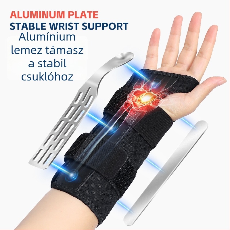 Légáteresztő perforált csuklótámasz alumíniumlemezzel, dupla Velcro-öv, állítható nyomás, sportos csuklóvéd felnőtteknek