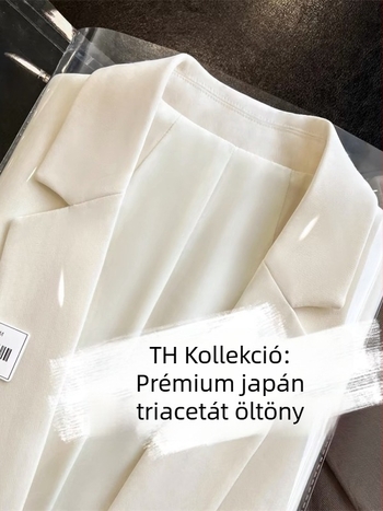Női triacetát anyagú lazább kosztümkabát, városi stílushoz illő, tavasz 2024, MY1904
