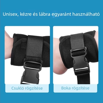 Erősített csattal ellátott végtag-záró öv csuklóra és bokára
