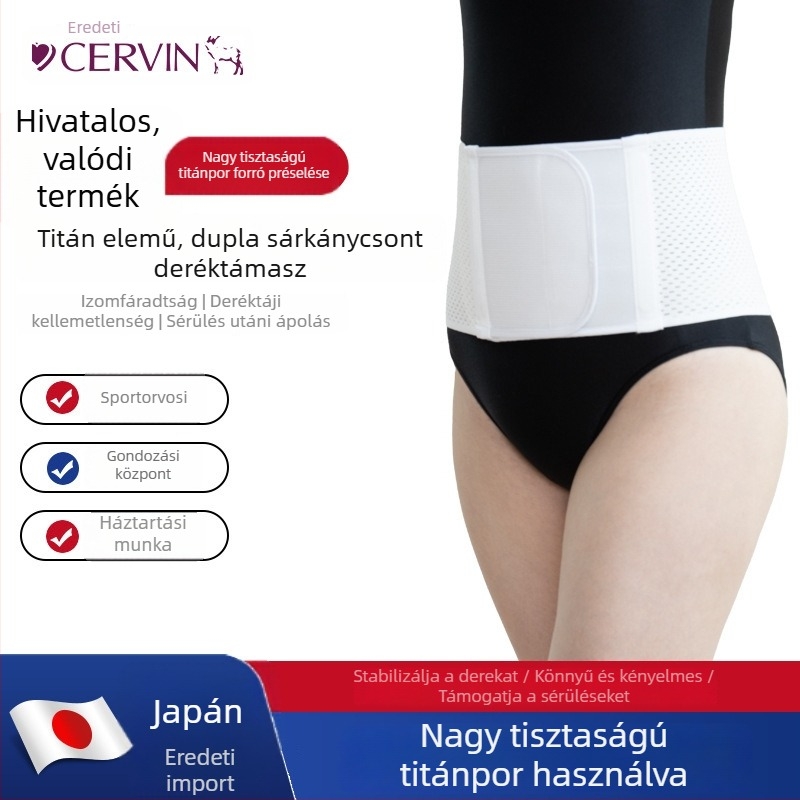Légáteresztő ágyéki támasztóöv titánium elemmel, derék- és gerincvédelemre, férfiaknak és nőknek, tavasz–nyár