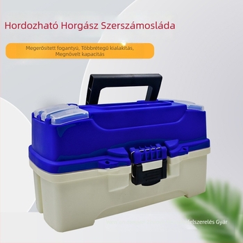 Többfunkciós horgász doboz ülőfelülettel, bottartóval, kis kiegészítő tárolóval és vastagított csalival ellátott doboz tengeri horgászathoz