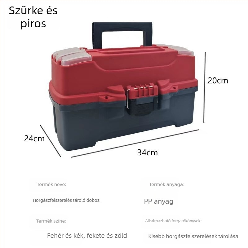 Többfunkciós horgász doboz ülőfelülettel, bottartóval, kis kiegészítő tárolóval és vastagított csalival ellátott doboz tengeri horgászathoz