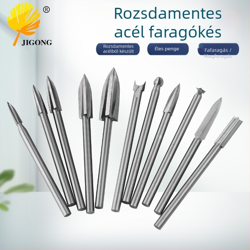 Háromélű famegmunkáló maró, diófa mini faragó kés, famegmunkáló faragó készlet, gyökérfaragó kés