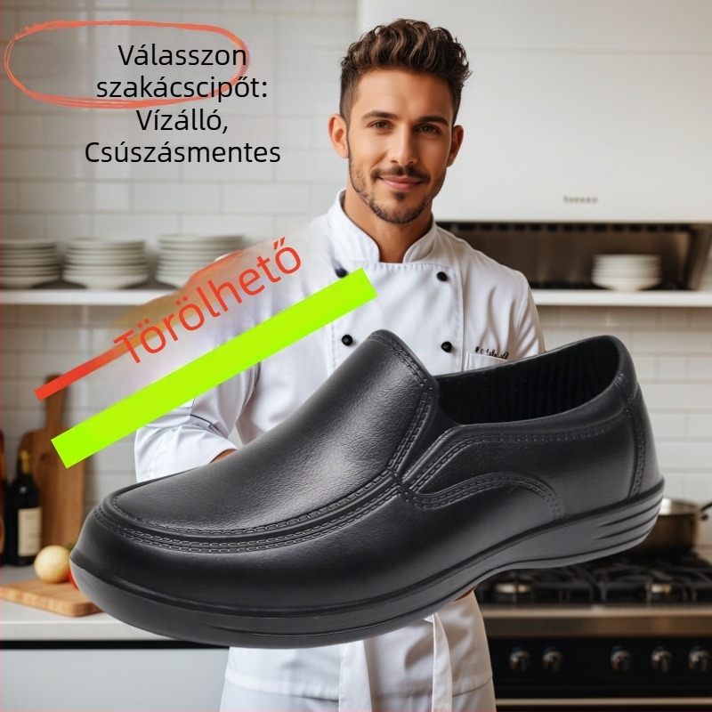 Uniszex szakács cipő, csúszásmentes, vízálló, olajálló, konyhai felhasználásra, hotelszállodákhoz, menzák és éttermek számára