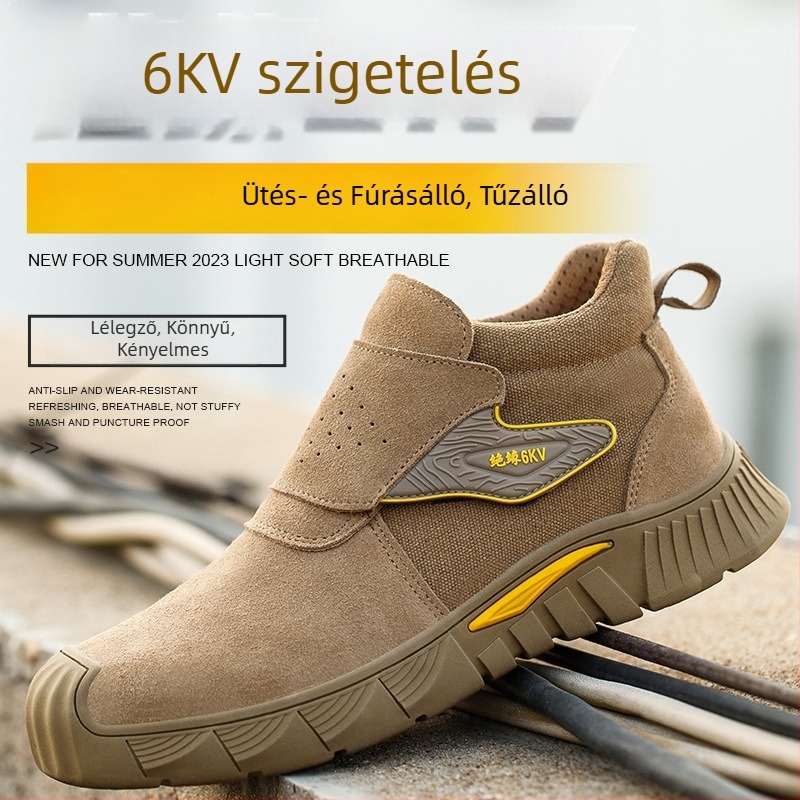 Szigetelt hegesztővédőcipő velúr felsővel, 6 kV, ütésálló, perforáció elleni és kopásálló