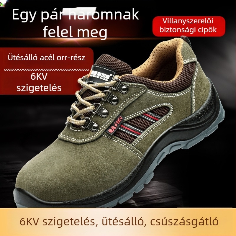 Férfiaknak szigetelt munkavédelmi cipő acélorrúval, marhabőr, hegesztési szigetelés, téli munkahelyre, légáteresztő, szagtalan