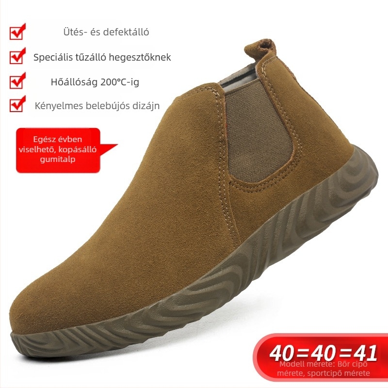 Könnyű Kevlaros hegesztőcsizma, anti-penetráció és égés elleni védelem, slip-on modell, acél orr, négy évszakos viselet