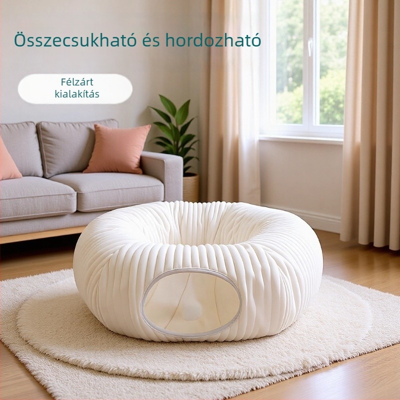 Új összecsukható, félig zárt macskatetőalagút, téli meleggel, egész éves használatra – háziállat‑alagútfészek
