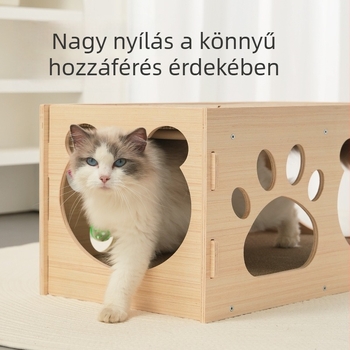 Macska kaparódeszka, extra nagy, kétszintes, mindent egyben, időjárásálló, univerzális, alagút-játék macskáknak