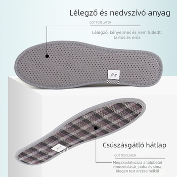 Növényi dezodoráló talpbetét futócipőhöz, légáteresztő hálós felszín, nedvszívó, világos szín