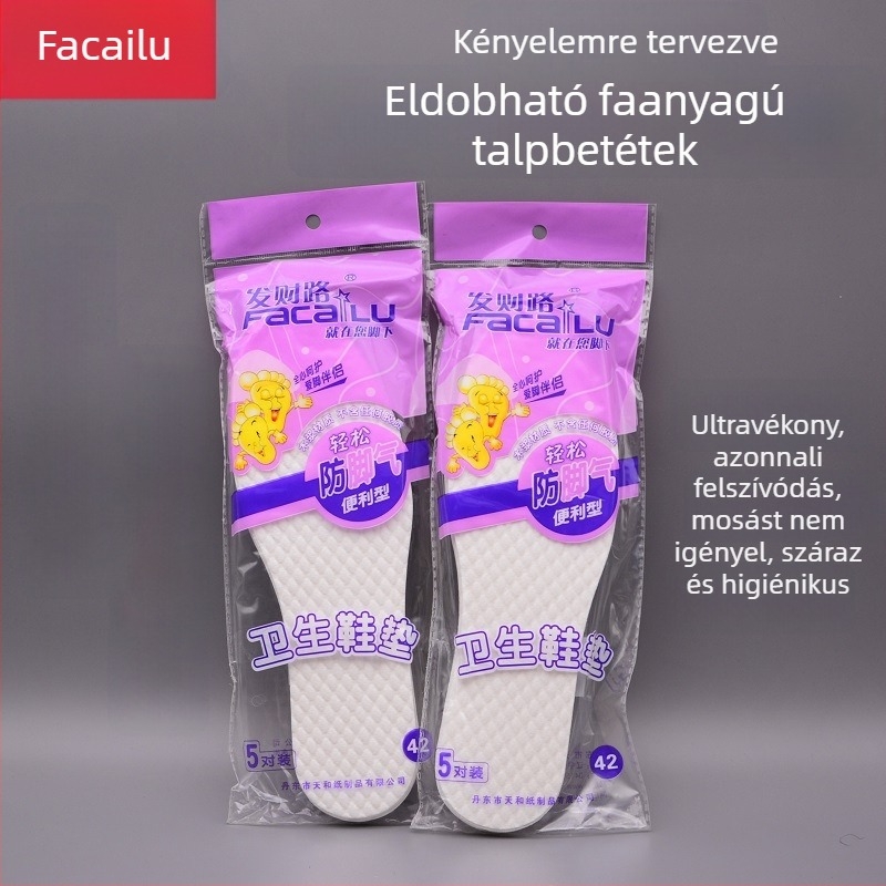 Egyszer használatos vékony talpbetét, nedvszívó, légáteresztő, szagtalanító, uniszex, kivágható