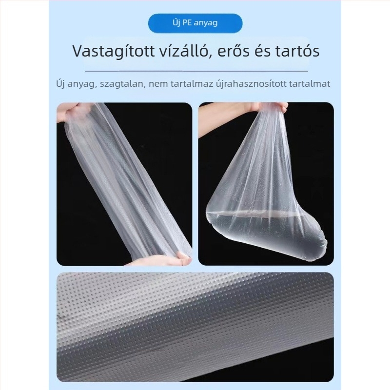 Egyszer használatos cipővédők esőnapokra, vízálló, csúszásmentes, átlátszó műanyagból, vastított, kopásálló, magas szárú