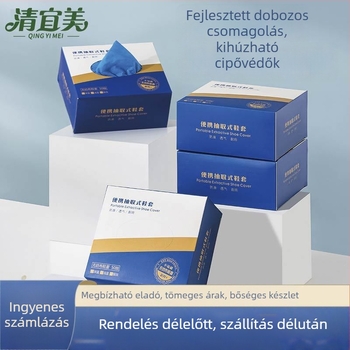 Egyszer használatos cipővédők dobozos belső használatra, vastagított nemszövött anyagból, vízálló, csúszásmentes, kopásálló