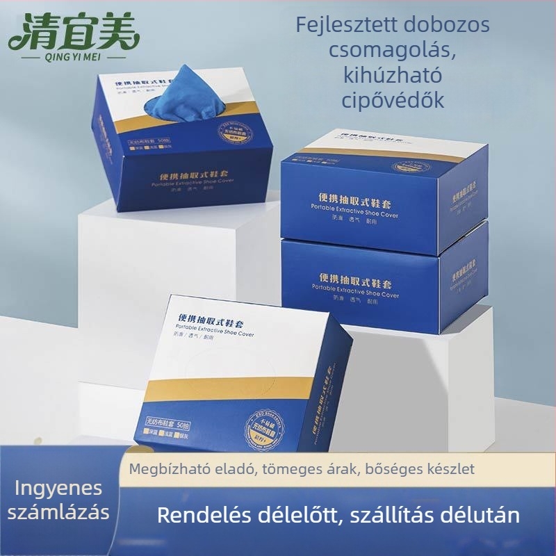 Egyszer használatos cipővédők dobozos belső használatra, vastagított nemszövött anyagból, vízálló, csúszásmentes, kopásálló
