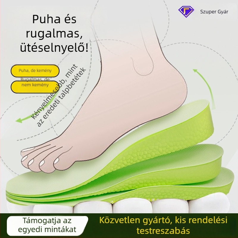 Magasságnövelő talpbetét – EVA, ultra-puha, ütéscsillapító, teljes talpú támasz, uniszex