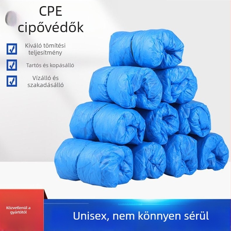 Extra vastag CPE cipővédő, egyszer használatos, kopásálló talppal, vízálló, beltéri porvédő, csúszásmentes, műanyag lábvédők férfiaknak és nőknek