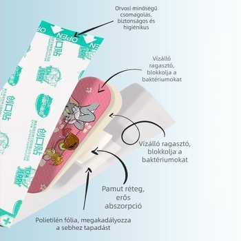 Haishi Hainuo rajzolt sebtapaszok, 100 darab (5 darab × 20 csomag), hemostatikus sebtapaszok, lábszár dörzsölés elleni védelem, orvosi felhasználás