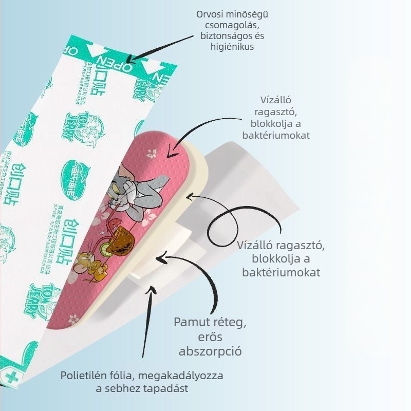 Haishi Hainuo rajzolt sebtapaszok, 100 darab (5 darab × 20 csomag), hemostatikus sebtapaszok, lábszár dörzsölés elleni védelem, orvosi felhasználás