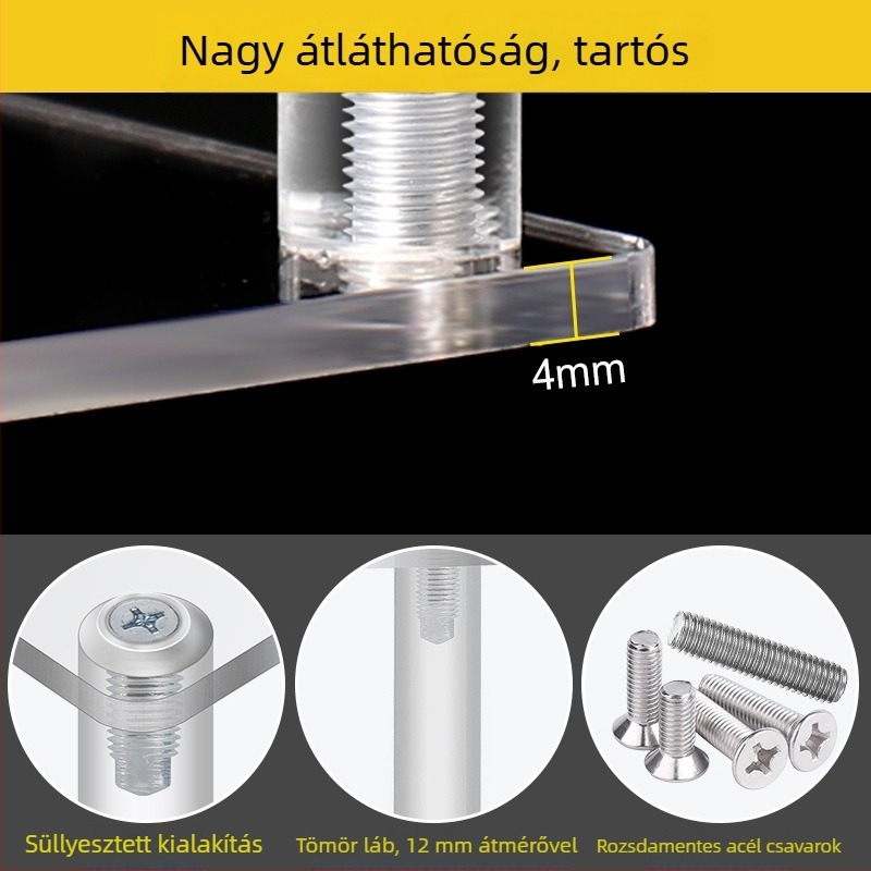 Átlátszó akril kijelzőállvány, 4 mm vastag, ékszerekhez, kozmetikumokhoz és figurákhoz