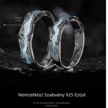 S999 tiszta ezüst párgyűrű, fénylő, állítható, geometriai dizájn