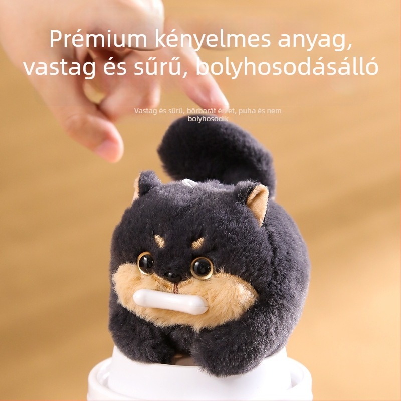 Cuki Shiba Inu plüssfigura, farkát mozgatja és húzókötéllel működő játék