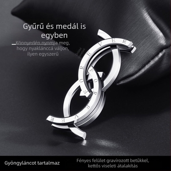 Titánacélból készült gyűrű csókoló hal motívummal, átalakítható, összecsukható és kinyitható, medálos nyaklánc stílus, fakulásálló