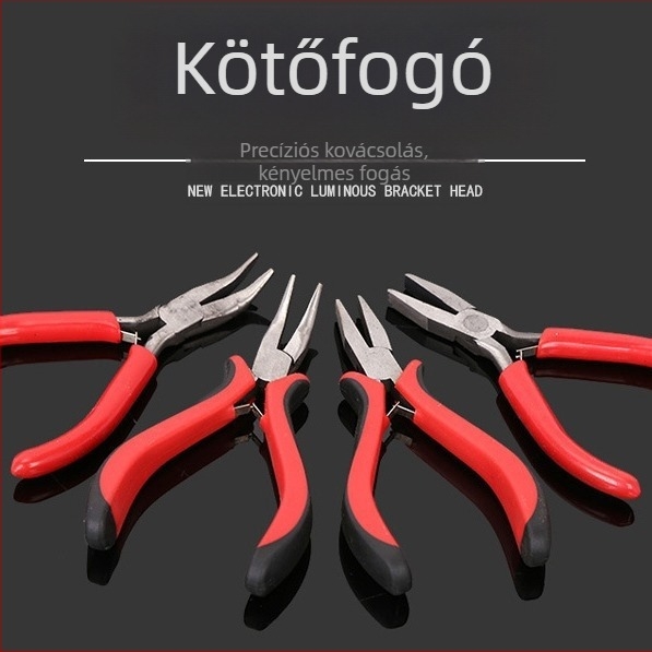 Horgász damil-kötő és horogfogó csipesz, hegyes és lapos végződéssel
