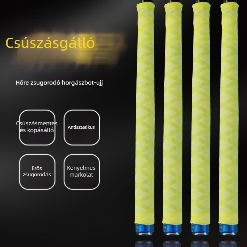 Fénylő horgászbot fogó hőszorító csővel, szilikon izolációval, csúszásmentes borítással