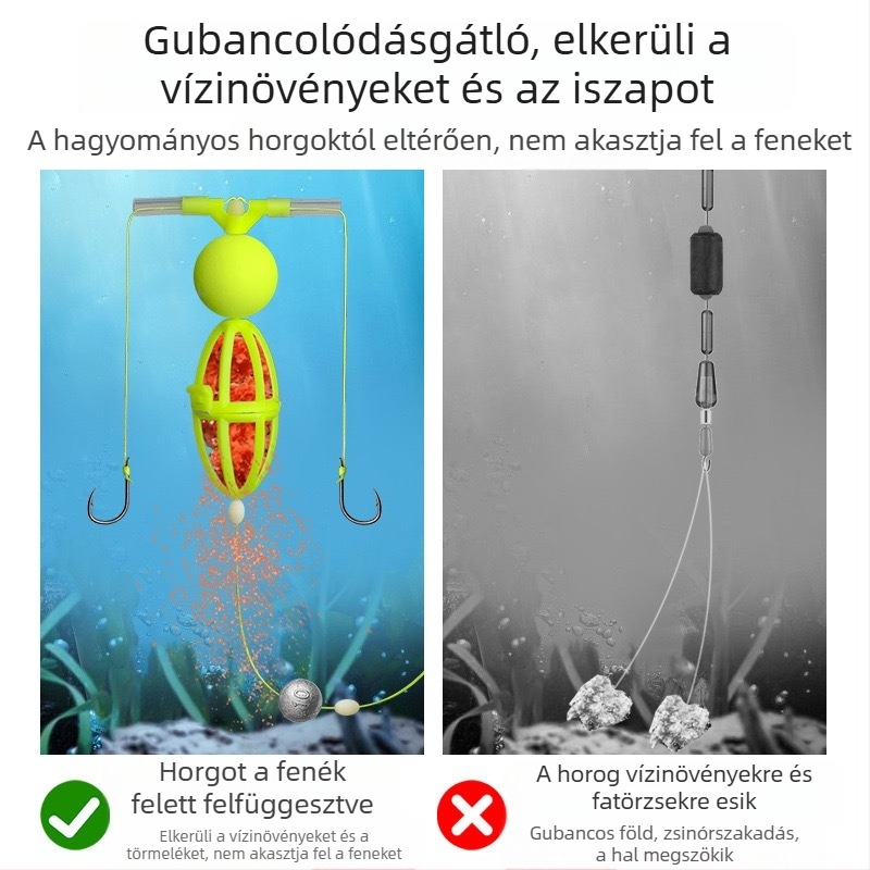 Fordított fenekű horgászkészlet – kettős horoggal, tengeri bottal