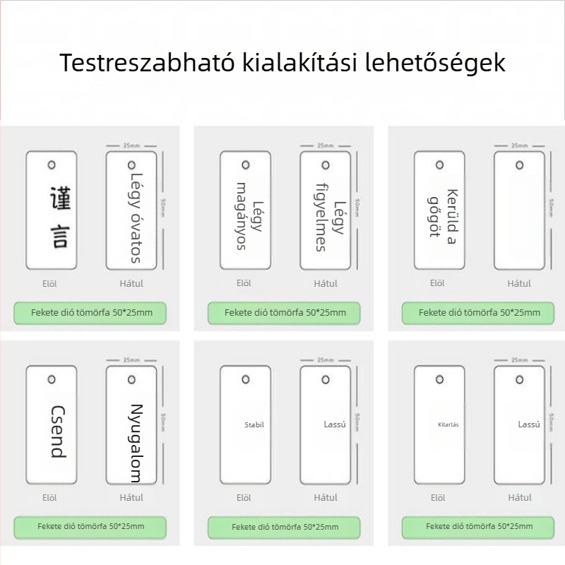 Faragott fekete diófa kulcstartó ajándékcímkével – dísz hátizsákhoz, autóhoz és boutique szállásokhoz