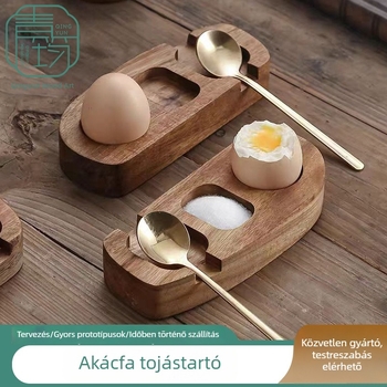 Masszív akácfa alapú tál tojáscsésze-tartóval