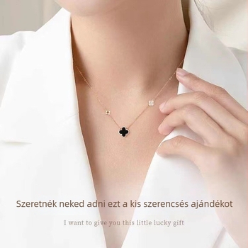 S999 tiszta ezüst négylevelű lóhere nyaklánc nőknek, állítható lánc 21–50 cm