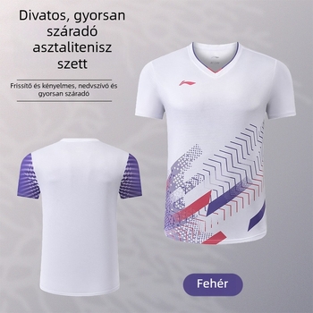Gyorsan száradó sportfelszerelés asztalitenniszhez és badmintonhoz, uniszex, rövid ujjú edző- és szabadidőruha nyomtatott felirattal