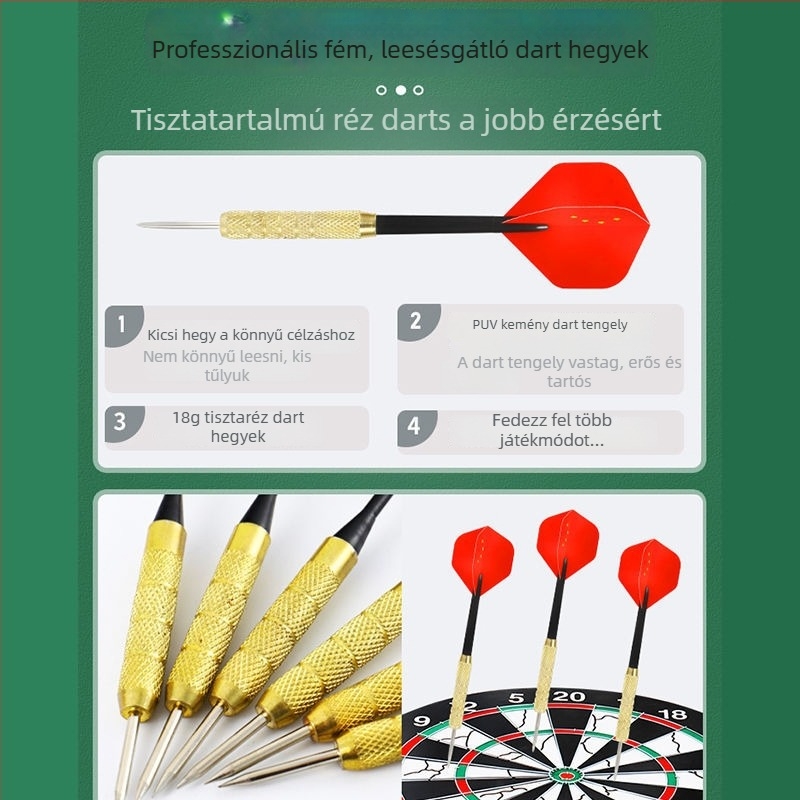 Beltéri darts készlet otthoni gyakorláshoz – professzionális darts tábla flockos felülettel, gyerekeknek és felnőtteknek