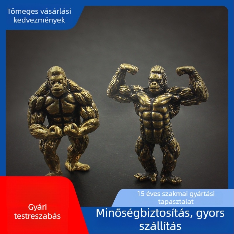 Új bronz orangután faragott dísztárgy – dekoratív szobor előszobába, nappaliba és irodába, asztali dekoráció, ajándék